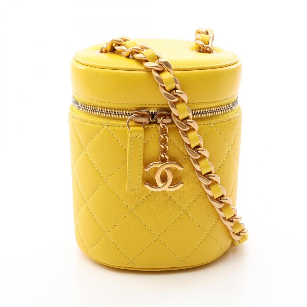 Chanel Matelassé Vanity Shoulder Bag/Handbag, Lambskin Leather, Women's, Yellow